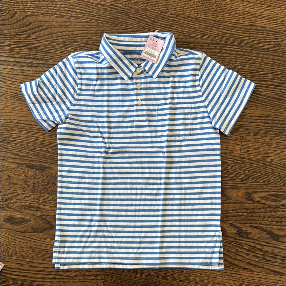 Blue and White Striped Kids Polo Shirt